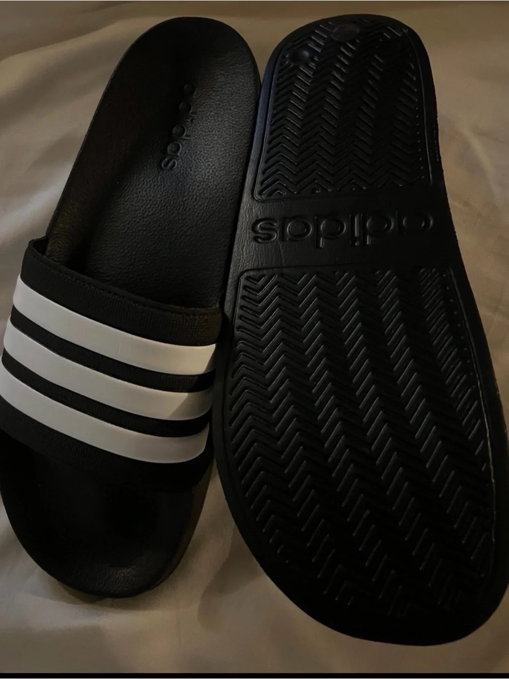 adidas Black and White Women's Slide Sandals